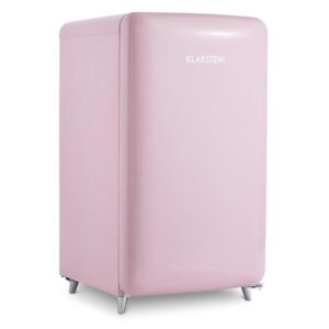 Réfrigérateur frigo Klarstein PopArt  - design rétro pop A++ 108 l-13 l (2 étagères, bac à légumes, compartiment congélateur) - rose