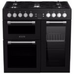 Cuisinière piano , table gaz-5 foyers-5,5kWh-triple cavité-2 fours+1 grill-60L+79L-A-Noir  LEISURE CK90F320KG