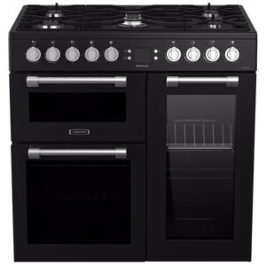 Cuisinière piano , table gaz-5 foyers-5,5kWh-triple cavité-2 fours+1 grill-60L+79L-A-Noir  LEISURE CK90F320KG