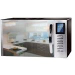 Micro-ondes combiné noir porte miroir – 25L – 900 W – Grill 1000 W – Convection 1000 W
